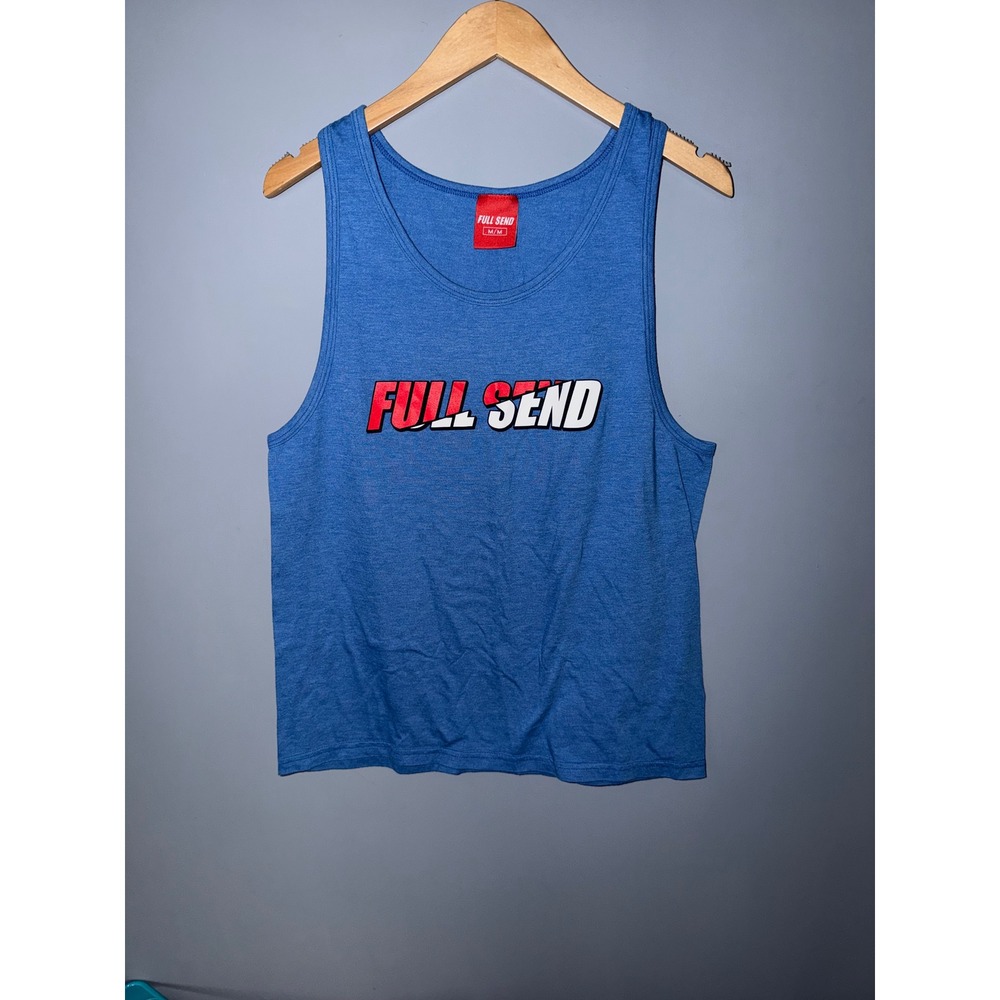Full Send Blue Graphic Tank Top Mens Size‎ M Athletic Gym Casual